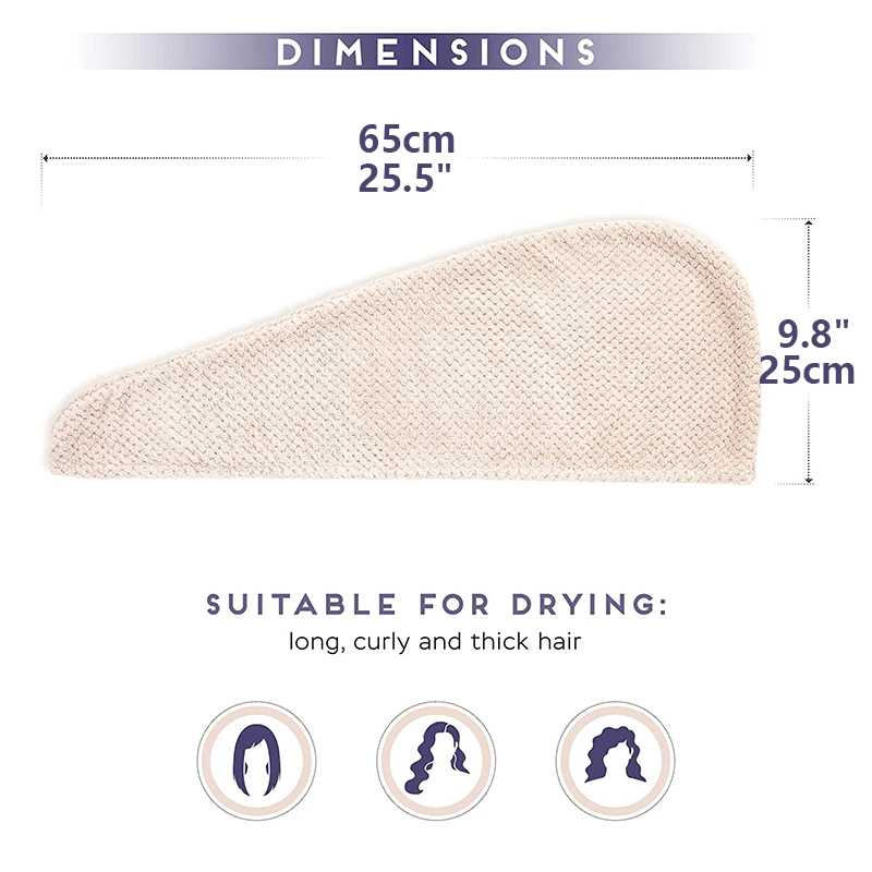 Toalla turbante de microfibra texturizada para cabello